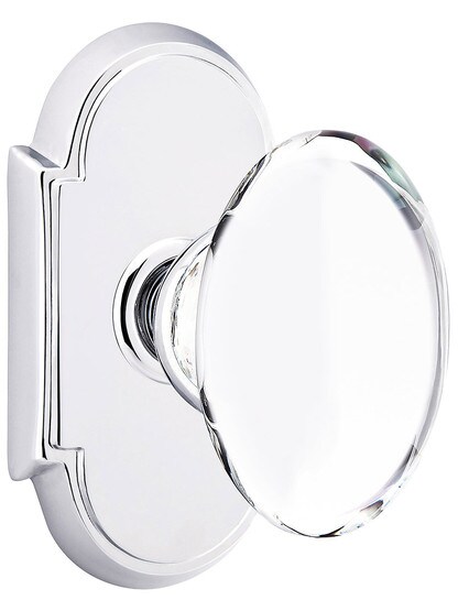 Arched Rosette Door Set With Hampton Crystal Knobs in Polished Chrome.